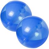 2x stuks opblaasbare strandballen plastic blauw 28 cm - Strand buiten zwembad speelgoed