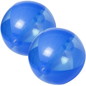 2x stuks opblaasbare strandballen plastic blauw 28 cm - Strand buiten zwembad speelgoed