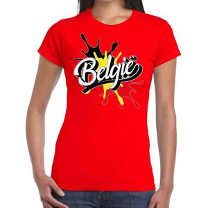 Belgie landen t-shirt spetter rood voor dames - supporter/landen kleding Belgie