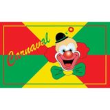 4x Carnaval feest vlaggen met clown 90 x 150 cm - Carnaval thema decoratie vlag 4 stuks