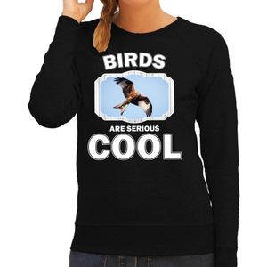 Dieren arenden sweater zwart dames - birds are serious cool trui - cadeau sweater rode wouw roofvogel/ arenden liefhebber