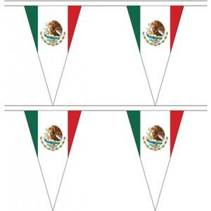 2x stuks mexico landen punt vlaggetjes 5 meter - slinger / vlaggenlijn - landen vleggen versiering/feestartikelen