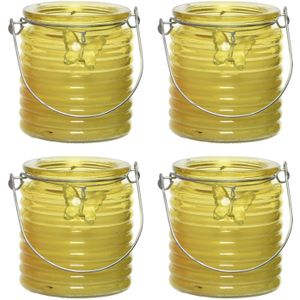 Citronella kaars - 10x - in windlicht - geel - 20 branduren - citrusgeur