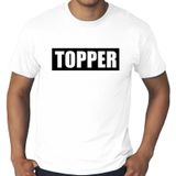 Toppers in concert Grote maten Topper  in kader shirt heren wit  / Wit Topper t-shirt plus size heren