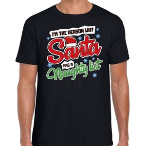 Fout Kerst shirt / t-shirt - Why santa has a naughty list - zwart voor heren - kerstkleding / kerst outfit