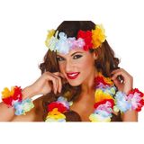 Guirca Hawaii krans/slinger set - 4x - Tropische/zomerse kleuren mix - Hoofd/polsen/hals slingers