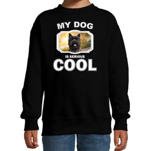 Cairn terrier honden trui / sweater my dog is serious cool zwart - kinderen - Cairn terriers liefhebber cadeau sweaters - kinderkleding / kleding