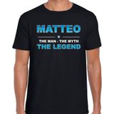 Naam cadeau Matteo - The man, The myth the legend t-shirt  zwart voor heren - Cadeau shirt voor o.a verjaardag/ vaderdag/ pensioen/ geslaagd/ bedankt