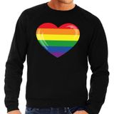 Grote maten Gay pride regenboog hart sweater zwart -  plus size lgbt sweater voor heren - gay pride