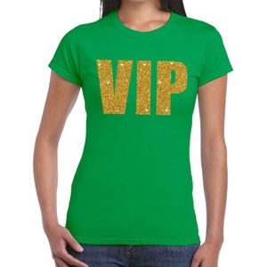 VIP tekst t-shirt groen dames - dames shirt  VIP glitter goud