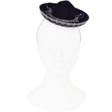 Funny Fashion Mexicaanse mini Sombrero hoedje diadeem - carnaval/verkleed accessoires - zwart - stro