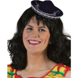 Funny Fashion Mexicaanse mini Sombrero hoedje diadeem - carnaval/verkleed accessoires - zwart - stro