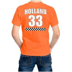 Oranje race supporter t-shirt - nummer 33 - Holland / Nederland fan shirt / kleding voor kinderen