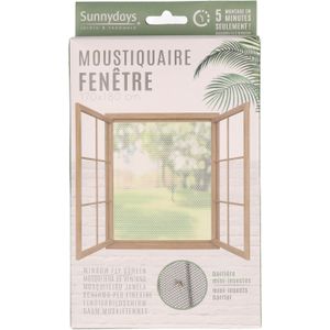 Sunnydays Insecten raam hor/gordijn - wit - klittenband - polyester - 170 x 180 cm