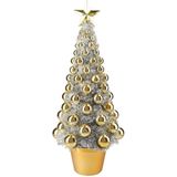 2x stuks complete mini kunst kerstboompje/kunstboompje zilver/goud met kerstballen 50 cm - Kerstbomen - Kerstversiering