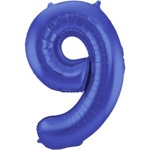 Folat Folie cijfer ballon - 86 cm blauw - cijfer 9 - verjaardag leeftijd