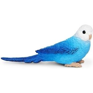 Blauwe speel figuur grasparkiet vogel van plastic 7 cm - speelgoed dieren
