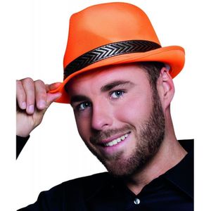 2x stuks oranje trilby hoed voor volwassenen - Verkleed hoedjes - Koningsdag/supporters