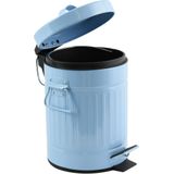 MSV Prullenbak/pedaalemmer - Industrial - metaal - pastel blauw - 3L - 17 x 26 cm - Badkamer/toilet