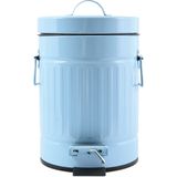 MSV Prullenbak/pedaalemmer - Industrial - metaal - pastel blauw - 3L - 17 x 26 cm - Badkamer/toilet