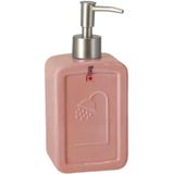 Zeeppompje/zeepdispenser roze keramiek 18 cm - Navulbare zeep houder - Toilet/badkamer accessoires