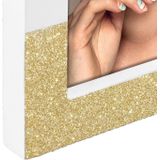 3x stuks houten fotolijst wit met gouden glitters geschikt voor een foto van 10 x 15 cm