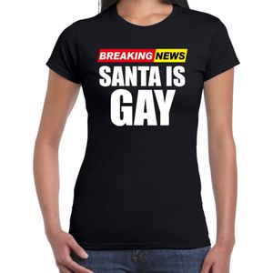 Bellatio Decorations Foute humor Kerst T-shirt breaking news gay - dames - zwart