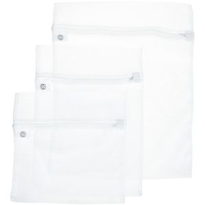 Set van 6x stuks waszakjes/wasnetjes wit in 3 formaten - Wasgoed zakjes - BH zakjes