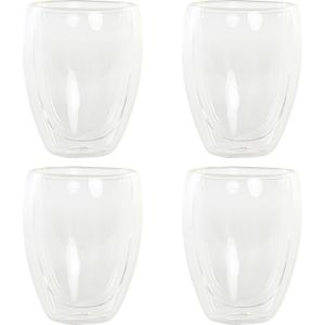 Items koffieglazen dubbelwandig - set 4x - latte macchiato glazen - 350 ml