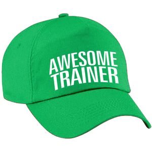 Bellatio Decorations cadeau pet/cap voor volwassenen - Awesome Trainer - groen - geweldige trainer