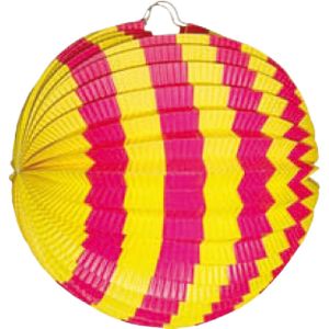 Gekleurde party Lampion geel/roze 24 cm - brandvertragend papier