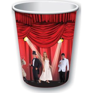 8x stuks Hollywood Film feest thema bekers 250 ml - Filmsterren feestartikelen Oscar thema