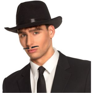 Gangster/Maffia/Roaring Twenties verkleed set - gleufhoed zwart - met dun snorretje - Heren