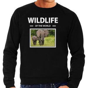 Dieren foto sweater Olifant - zwart - heren - wildlife of the world - cadeau trui Olifanten liefhebber