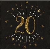 Verjaardag feest servetten leeftijd - 50x - 20 jaar - goud - 33 x 33 cm