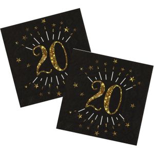 Verjaardag feest servetten leeftijd - 50x - 20 jaar - goud - 33 x 33 cm