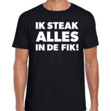 Ik steak alles in de fik bbq / barbecue t-shirt zwart - cadeau shirt voor heren - verjaardag / vaderdag kado