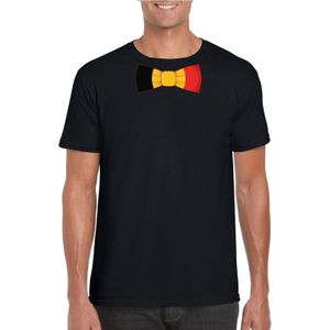 Zwart t-shirt met Belgie strikje heren - Belgie supporter