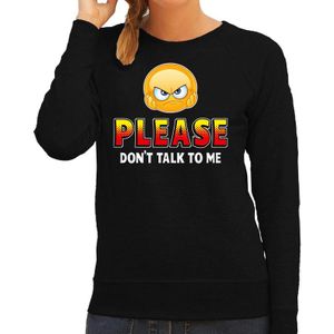 Funny emoticon sweater Please dont talk to me zwart voor dames -  Fun / cadeau trui