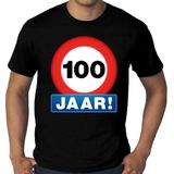 Grote maten stopbord / verkeersbord 100 jaar verjaardag t-shirt - zwart - heren - 100e verjaardag - Happy Birthday honderd jaar shirts / kleding