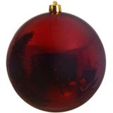 6x Grote donkerrode kunststof kerstballen van 20 cm - glans - donkerrode kerstboom versiering