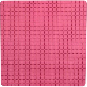 MSV Douche/bad anti-slip mat badkamer - rubber - fuchsia roze - 54 x 54 cm - met zuignappen
