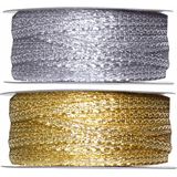 2x Hobby/decoratie metallic zilver en goud sierlinten 3 mm x 25 meter