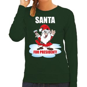 Santa for president Kerstsweater / foute Kersttrui groen voor dames - Kerstkleding / Christmas outfit