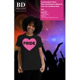 Bellatio Decorations Gay Pride T-shirt voor dames - pride - roze glitter hartje - wit - LHBTI