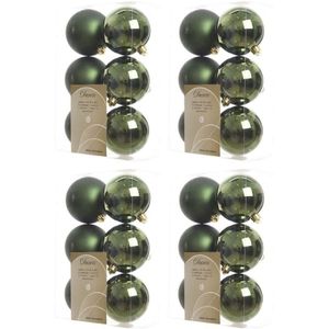 24x Donkergroene kunststof kerstballen 8 cm - Mat/glans - Onbreekbare plastic kerstballen - Kerstboomversiering donkergroen