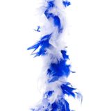 2x stuks carnaval verkleed veren Boa kleur blauw/wit mix 2 meter - Verkleedkleding accessoire