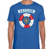 Zeeman/sailor verkleed t-shirt blauw voor heren - maritiem carnaval / feest shirt kleding / kostuum