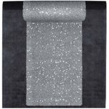 Feest tafelkleed met glitter tafelloper op rol - zwart/zilver - 10 meter