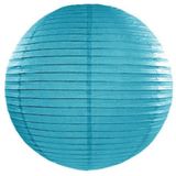 5x Luxe bol lampionnen turquoise blauw 25 cm - Feestversiering/decoratie